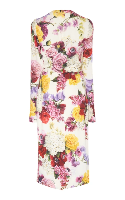 Shop Dolce & Gabbana Floral Stretch-silk Midi Dress