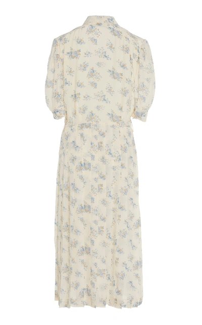 Shop Alessandra Rich Pleated Floral-print Silk Midi Dress