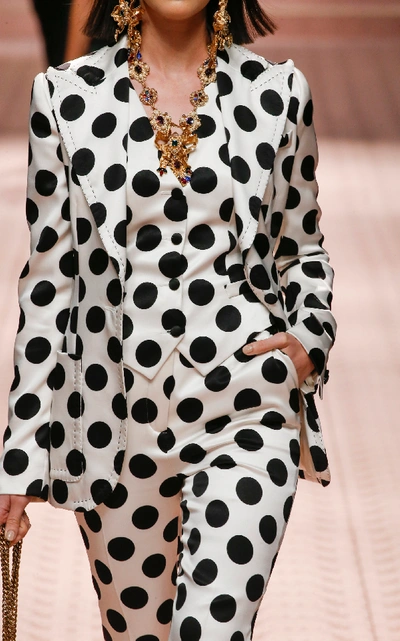 Shop Dolce & Gabbana Duchesse Satin Dot Blazer In Print