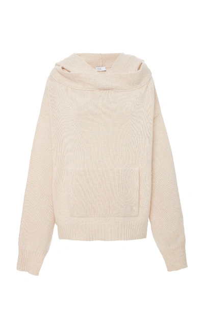 Shop Rosetta Getty Oversized Wool And Cashmere-blend Hooded Sweatshirt In Neutral