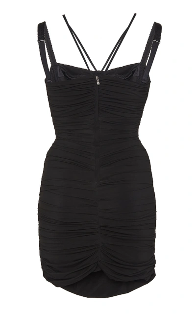 Shop Dolce & Gabbana Ruched Jersey Mini Dress In Black
