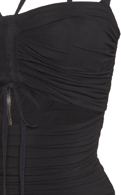 Shop Dolce & Gabbana Ruched Jersey Mini Dress In Black