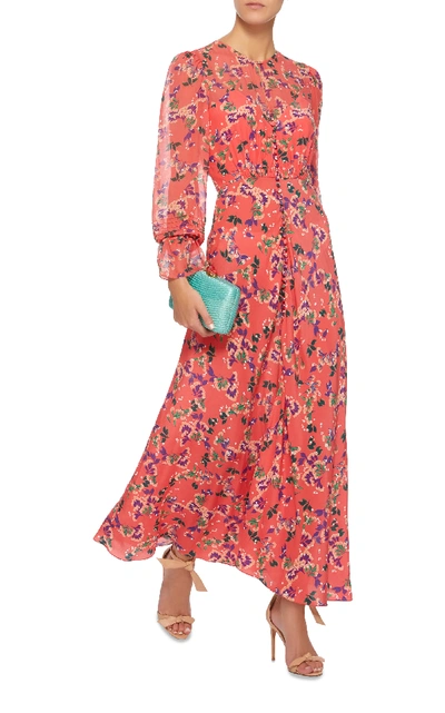 Shop Saloni Becky Silk Button Front Dress In Print