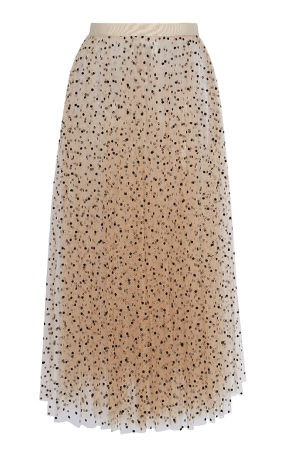 Shop Khaite Elisabetta Dotted Tulle Midi Skirt In Multi