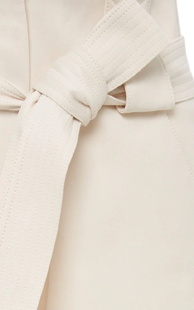 Shop Rosetta Getty Cropped Belted Crepe Wide-leg Pants In White