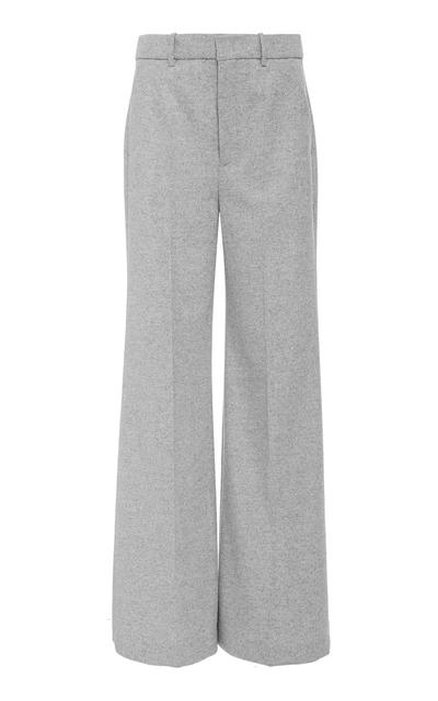 Shop Joseph Jess Herringbone Wool-blend Flared-leg Pants In Grey