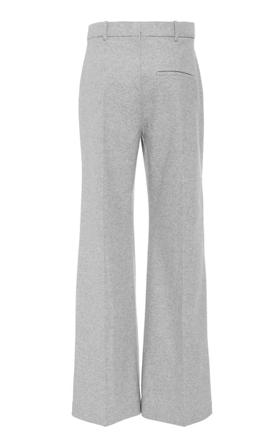 Shop Joseph Jess Herringbone Wool-blend Flared-leg Pants In Grey