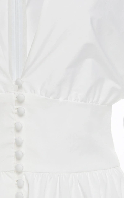 Shop Lela Rose Cotton-blend Top In White