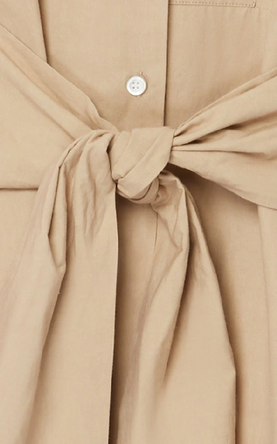 Shop Loewe Tie-waist Asymmetric Cotton-blend Shirtdress In Neutral
