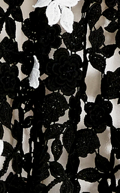 Shop Oscar De La Renta Asymmetric Dégradé Guipure Lace Top In Black/white
