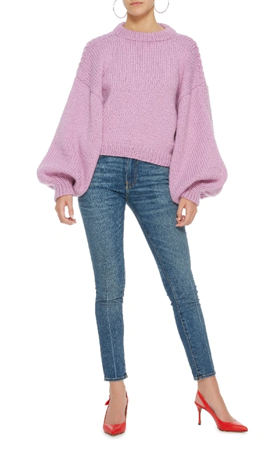 Shop I Love Mr Mittens Jackie Balloon Sleeve Wool Sweater In Purple