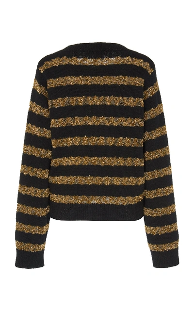 Shop Dolce & Gabbana Sequined Striped Knit Jumper