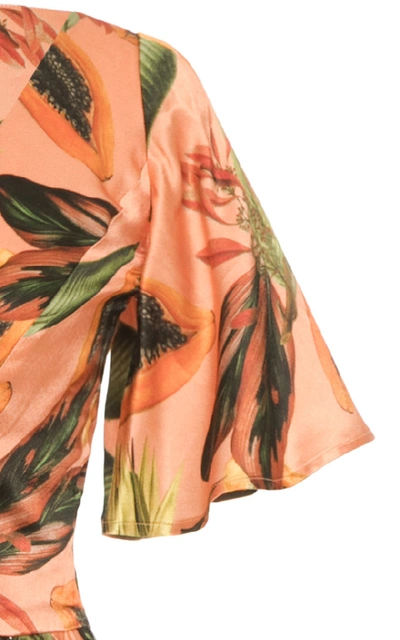 Shop Lena Hoschek Sunset Papaya-print Chiffon Maxi Dress