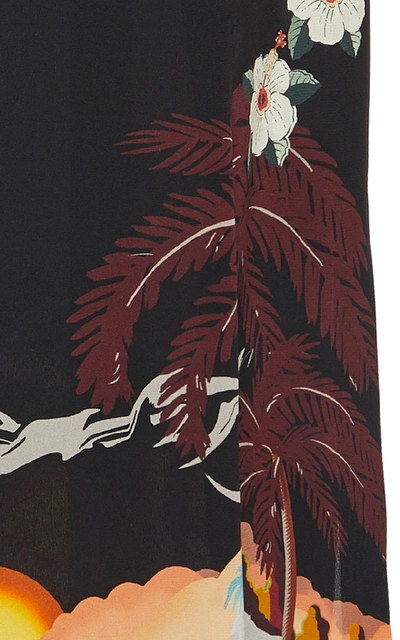 Shop Etro Printed Silk-crepe Midi Skirt In Black