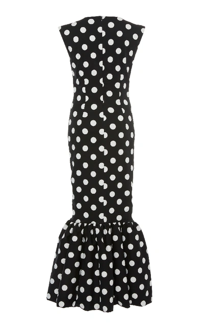 Shop Rebecca De Ravenel Tie-front Polka-dot Stretch-cotton Maxi Dress In Black