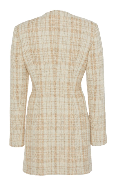 Shop Alessandra Rich Button-detail Tweed Mini Dress In Neutral