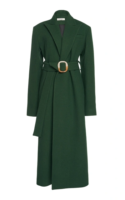 Shop Materiel Belted Wool Coat In Green