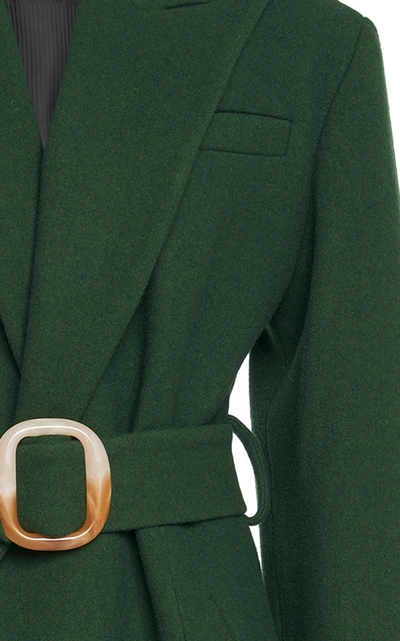 Shop Materiel Belted Wool Coat In Green