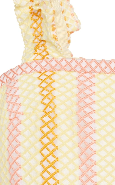 Shop Luisa Beccaria Jacquard Cotton Blend Camisole Top In Stripe