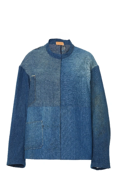 Shop B Sides Exclusive Patchwork Denim Apron Jacket In Blue
