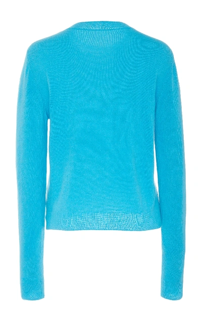 Shop The Elder Statesman Billy Cropped Classic Cashmere Sweater In Blue