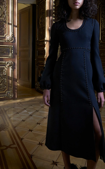 Shop Giambattista Valli Stud-embellished Wool Dress In Black