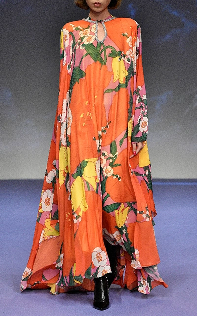 Shop Richard Quinn Floral-print Chiffon Caftan