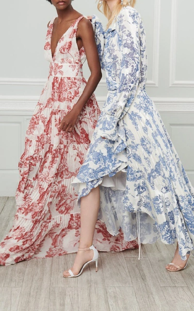 Shop Oscar De La Renta Floral Silk Maxi Dress