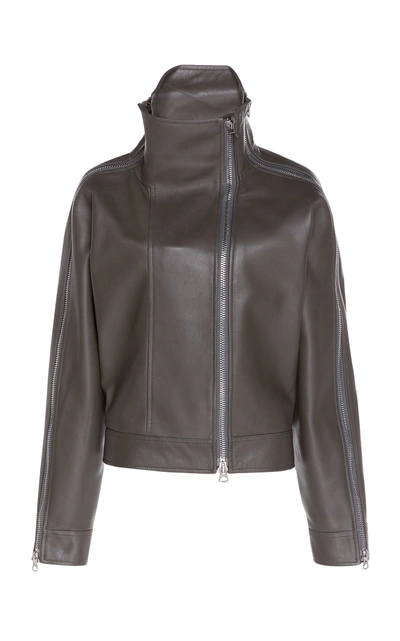 Shop Acne Studios Lorca Leather Jacket In Grey