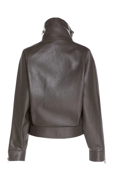 Shop Acne Studios Lorca Leather Jacket In Grey