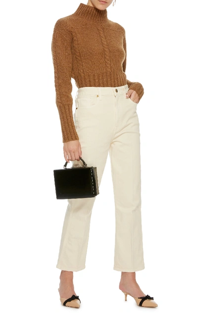 Shop Khaite Benny Mid-rise Crop Flare Jeans In Neutral