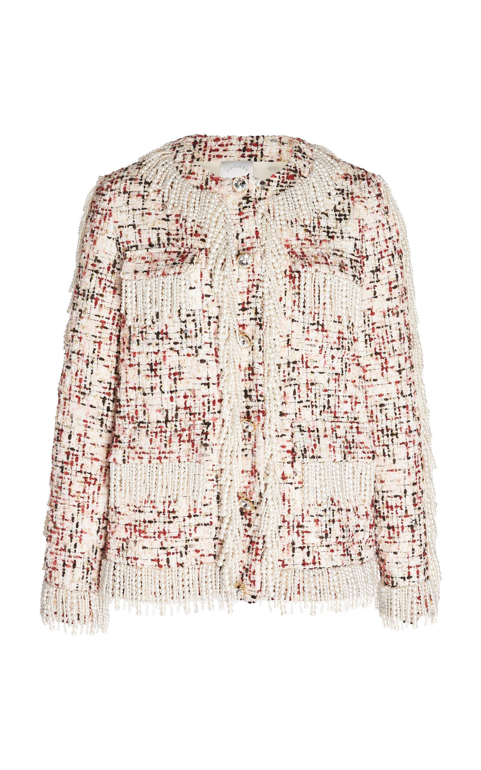 Huishan Zhang Cecil Tweed Jacket In White Modesens