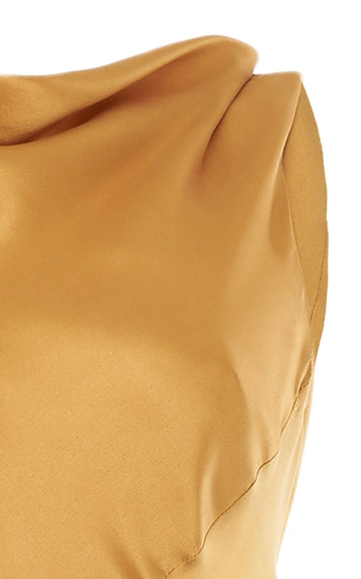 Shop Alberta Ferretti Draped Open-back Silk Gown In Yellow