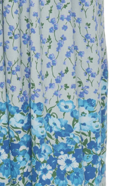 Shop Luisa Beccaria Tie-shoulder Printed Cotton-blend Midi Dress