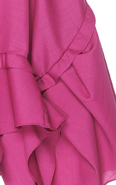 Shop Jacquemus Rosa Asymmetrical Wool Dress In Pink