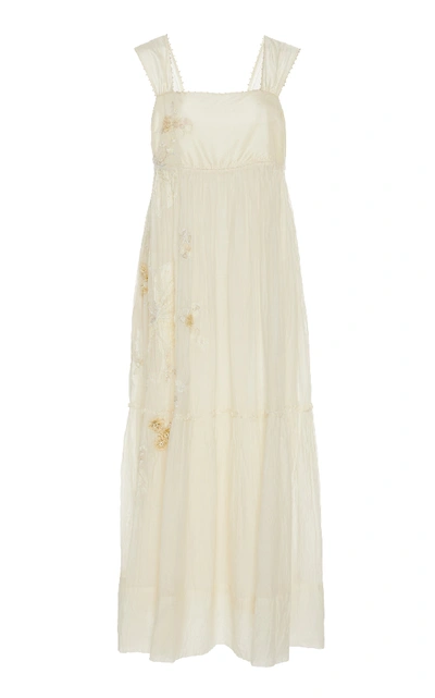 Shop Péro Embroidered Cotton Dress In White