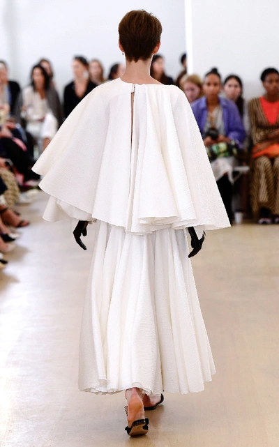 Shop Emilia Wickstead Amal Pleated Cotton-blend Crepe Midi Dress In White