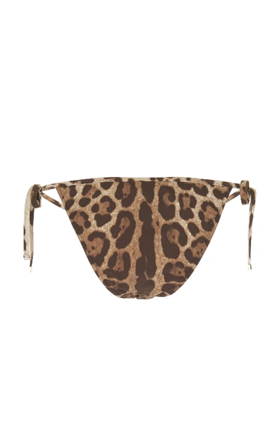 Shop Dolce & Gabbana Leopard-print String Bikini Briefs In Animal