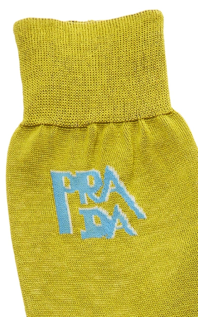 Shop Prada Logo Socks In Green