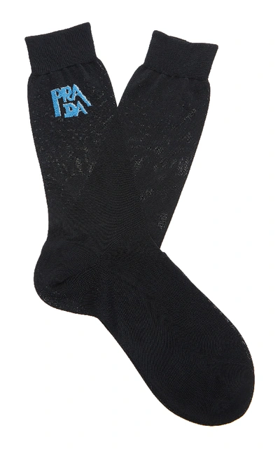 Shop Prada Logo Socks In Black