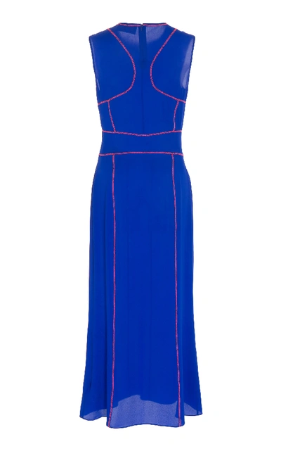Shop Maison Margiela Two-tone Silk-chiffon Midi Dress In Blue