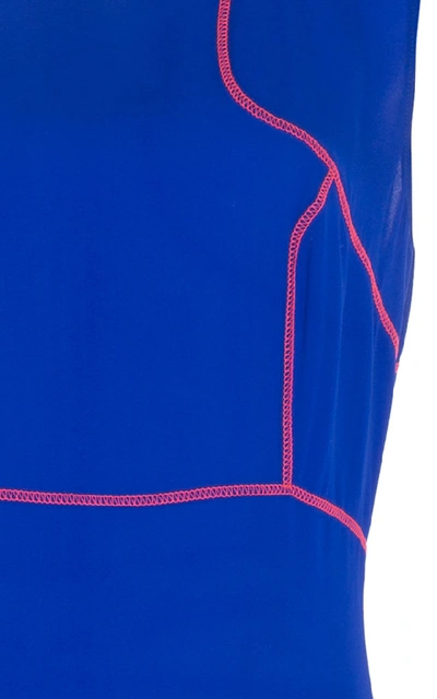 Shop Maison Margiela Two-tone Silk-chiffon Midi Dress In Blue