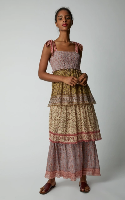 Shop Zimmermann Juniper Tiered Printed Silk Dress In Multi