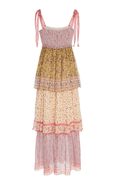 Shop Zimmermann Juniper Tiered Printed Silk Dress In Multi