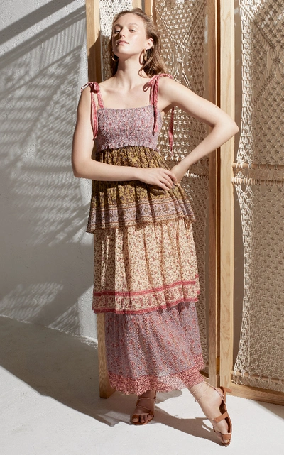 Shop Zimmermann Juniper Tiered Printed Silk Dress In Multi