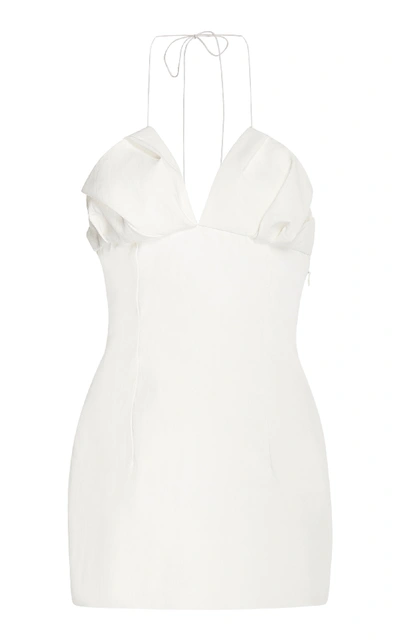 Shop Jacquemus Bambino Linen Mini-dress In White