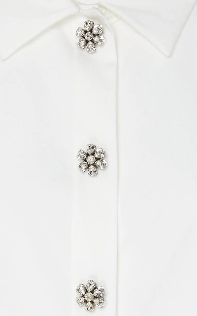 Shop Michael Kors Embellished Cotton-blend Top In White