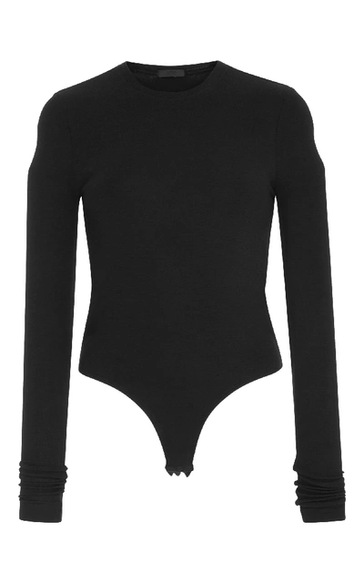 Shop Atm Anthony Thomas Melillo Ribbed Stretch-micro Modal Bodysuit In Black