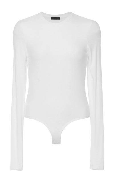 Shop Atm Anthony Thomas Melillo Ribbed Stretch-micro Modal Bodysuit In White
