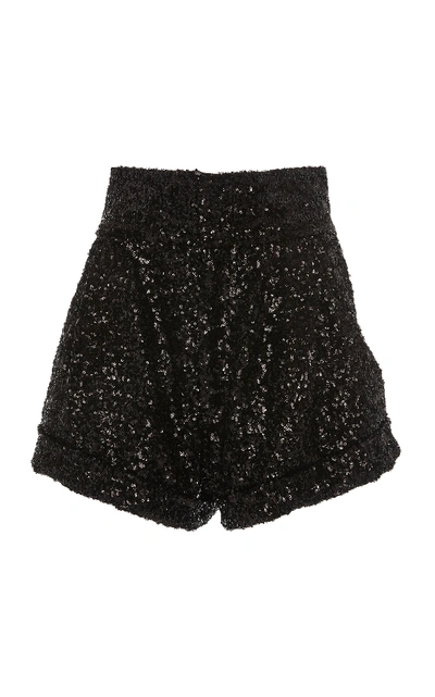 Shop Isabel Marant Orta High-waisted Sequin Shorts In Black